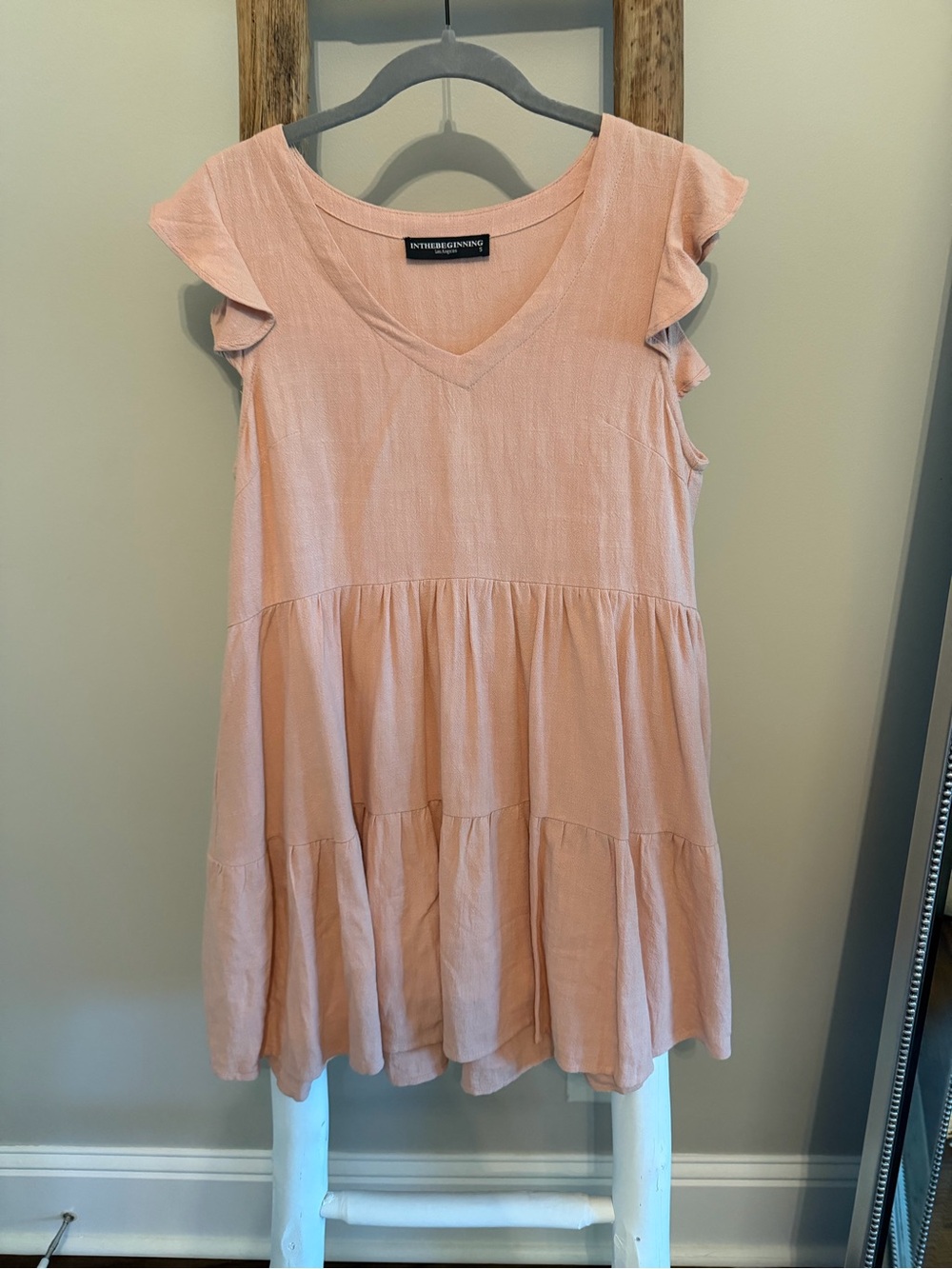 INTENTIONALLY BLANK Women's Blush Pink V-Neck Tiered Mini Dress